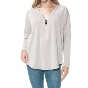 NEW ARIELLA dolman sleeve zipper top in natural